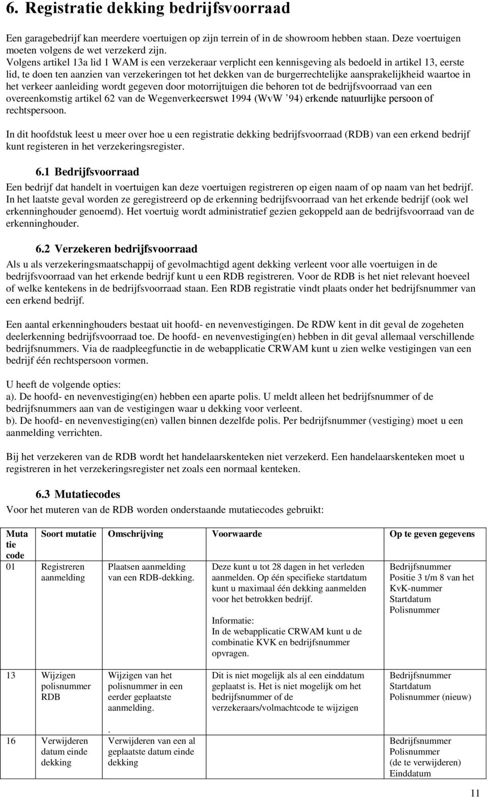 aansprakelijkheid waartoe in het verkeer aanleiding wordt gegeven door motorrijtuigen die behoren tot de bedrijfsvoorraad van een overeenkomstig artikel 62 van de Wegenverkeerswet 1994 (WvW 94)