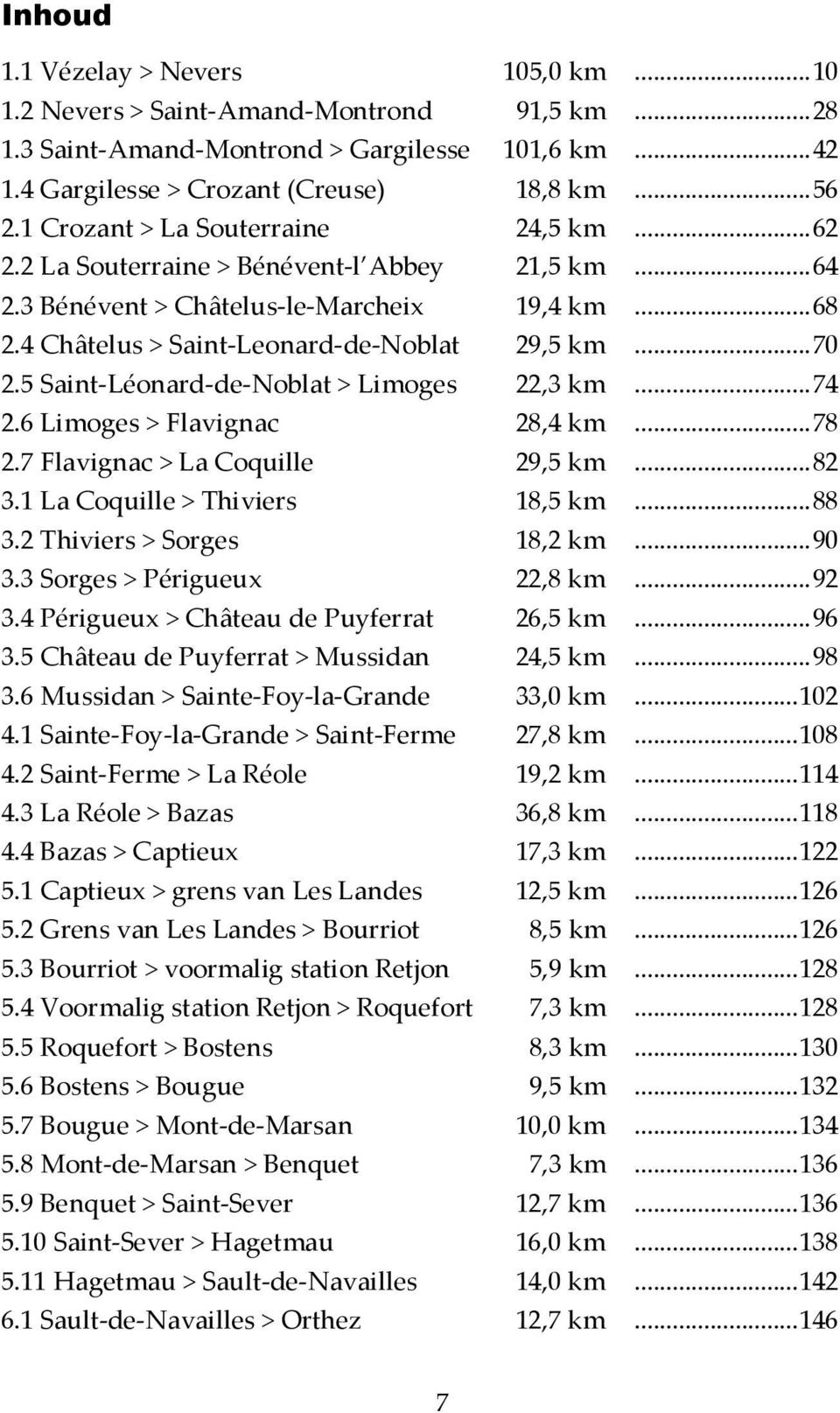 5 Saint-Léonard-de-Noblat > Limoges 22,3 km... 74 2.6 Limoges > Flavignac 28,4 km... 78 2.7 Flavignac > La Coquille 29,5 km... 82 3.1 La Coquille > Thiviers 18,5 km... 88 3.
