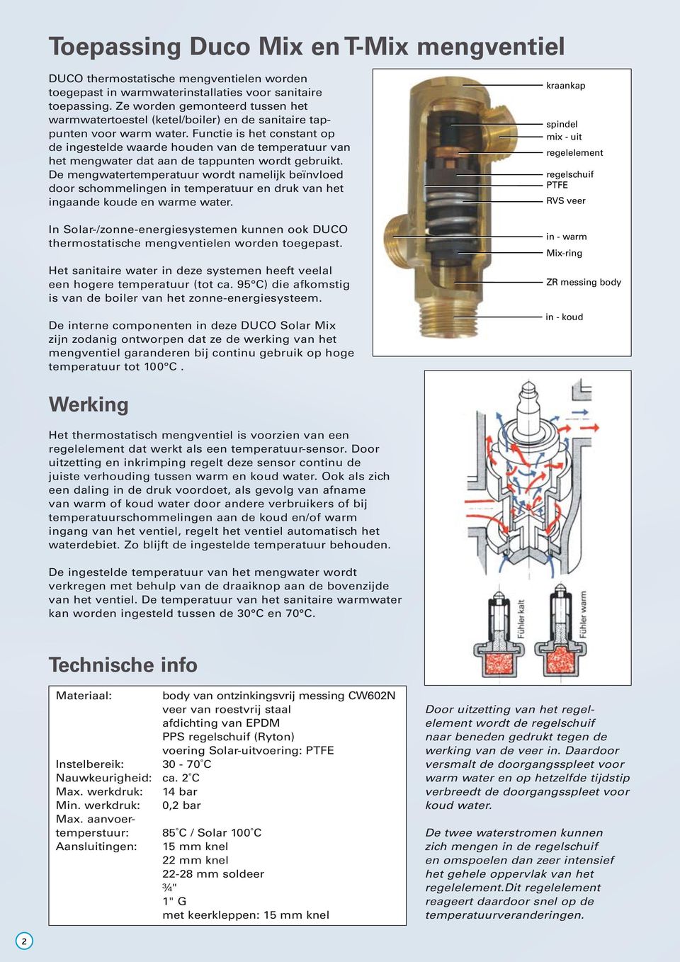 Functie is het constant op de ingestelde waarde houden van de temperatuur van het mengwater dat aan de tappunten wordt gebruikt.