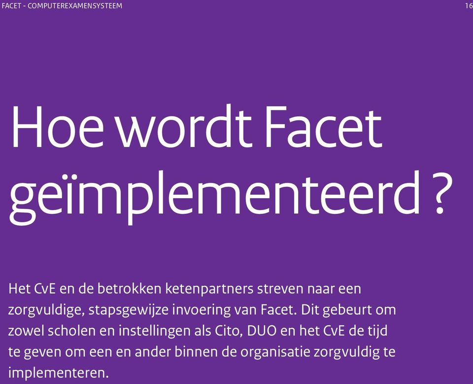 invoering van Facet.