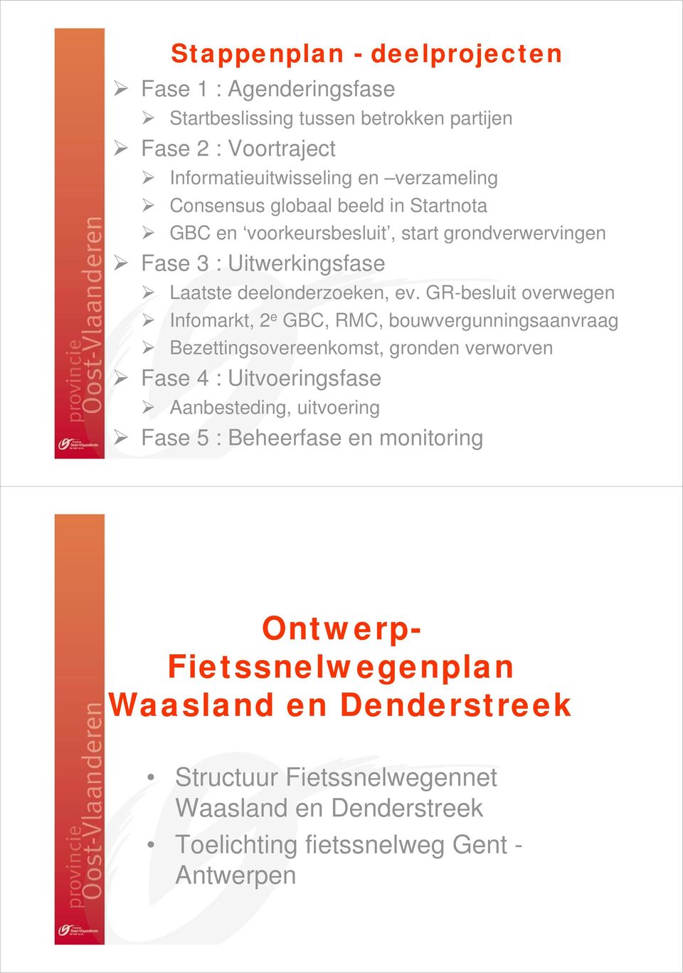 GR-besluit overwegen Infomarkt, 2 e GBC, RMC, bouwvergunningsaanvraag Bezettingsovereenkomst, gronden verworven Fase 4 : Uitvoeringsfase Aanbesteding,