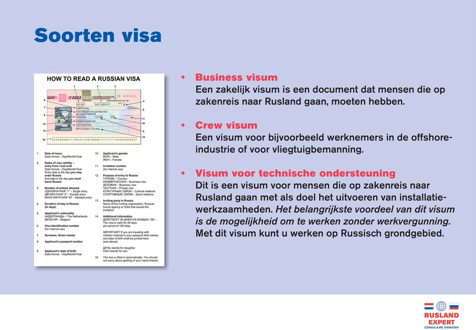 Visum voor technische onrsteuning Dit is een visum voor mensen die op zakenreis naar Rusland gaan met als doel het uitvoeren van