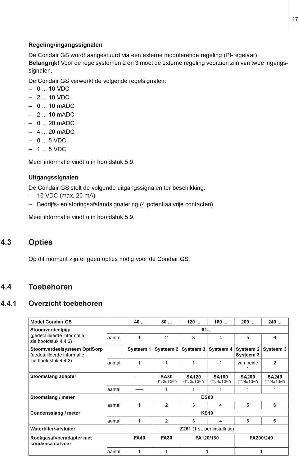 .. 20 madc 4... 20 madc 0... 5 VDC 1... 5 VDC Meer informatie vindt u in hoofdstuk 5.9. Uitgangssignalen De Condair GS stelt de volgende uitgangssignalen ter beschikking: 10 VDC (max.