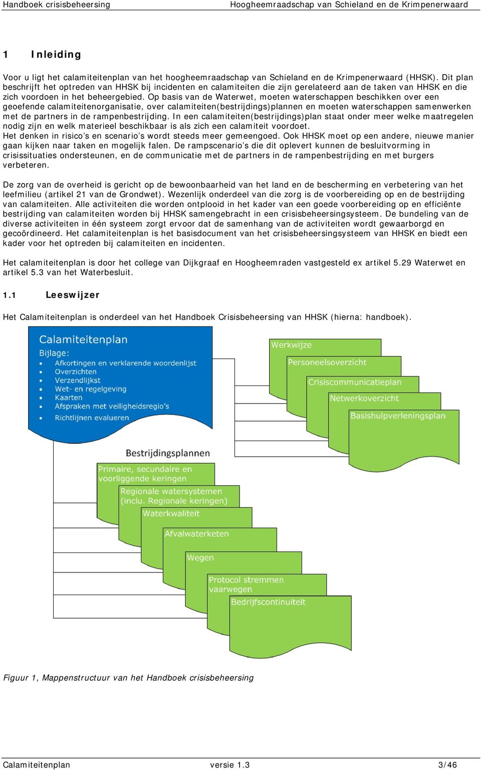 Op basis van de Waterwet, moeten waterschappen beschikken over een geoefende calamiteitenorganisatie, over calamiteiten(bestrijdings)plannen en moeten waterschappen samenwerken met de partners in de