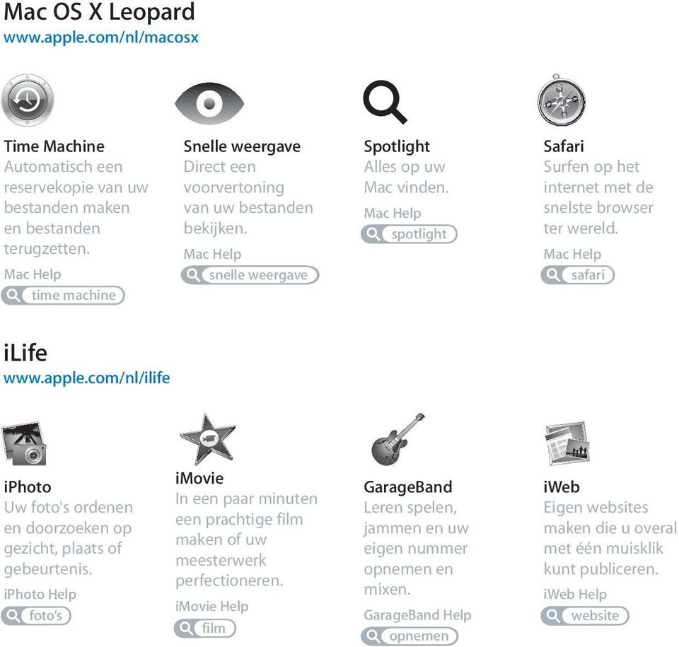 Mac Help spotlight Safari Surfen op het internet met de snelste browser ter wereld. Mac Help safari ilife www.apple.