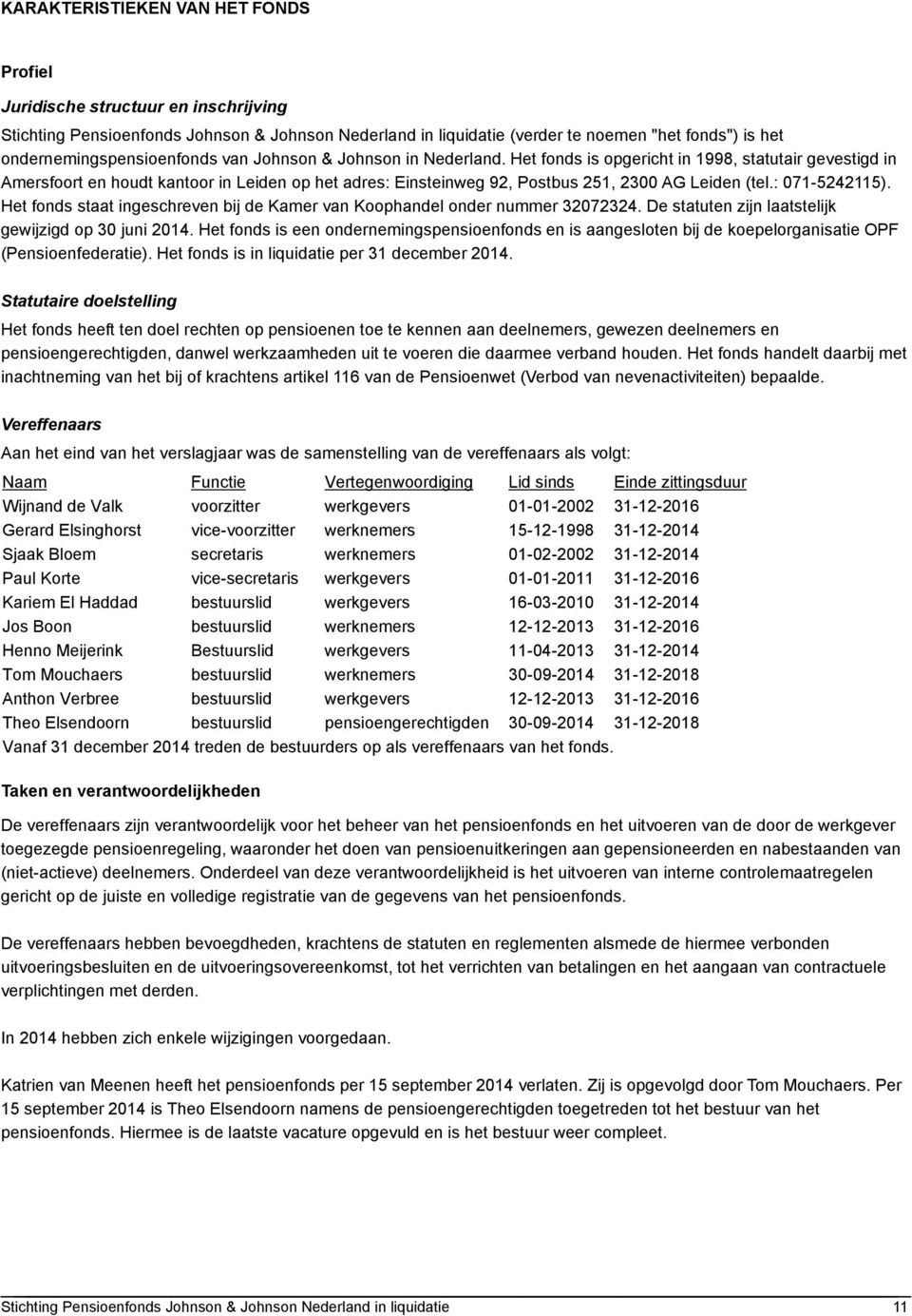 Het fonds staat ingeschreven bij de Kamer van Koophandel onder nummer 32072324. De statuten zijn laatstelijk gewijzigd op 30 juni 2014.