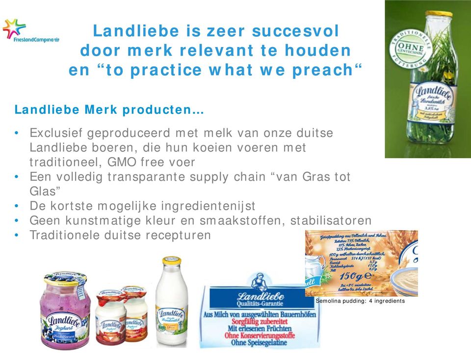 traditioneel, GMO free voer Een volledig transparante supply chain van Gras tot Glas De kortste mogelijke