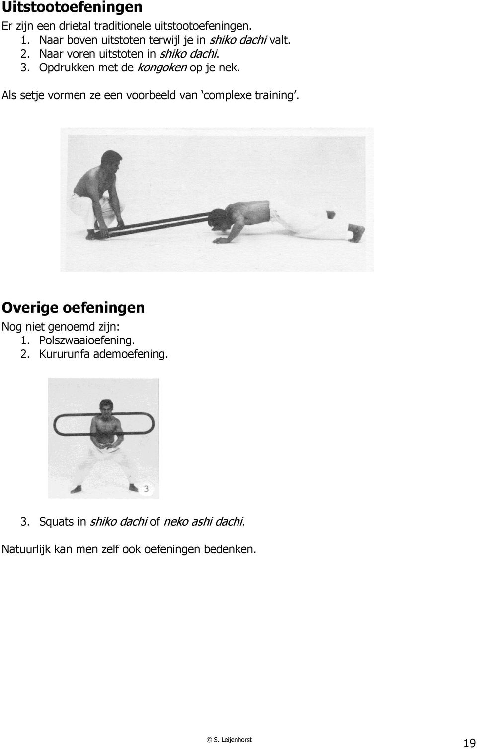 Opdrukken met de kongoken op je nek. Als setje vormen ze een voorbeeld van complexe training.