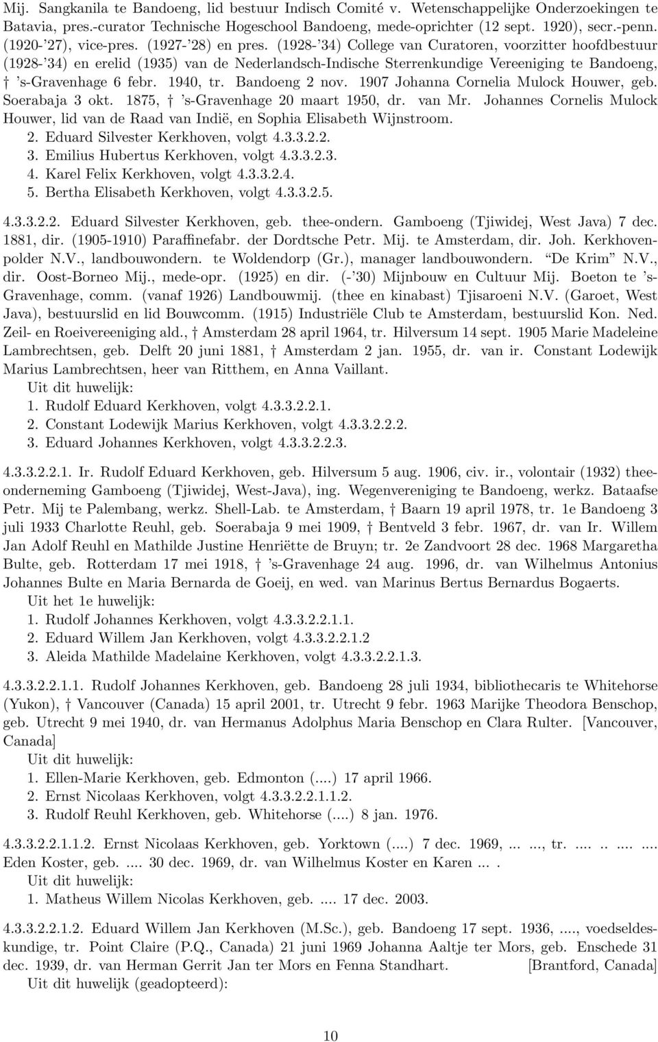 (1928-34) College van Curatoren, voorzitter hoofdbestuur (1928-34) en erelid (1935) van de Nederlandsch-Indische Sterrenkundige Vereeniging te Bandoeng, s-gravenhage 6 febr. 1940, tr. Bandoeng 2 nov.