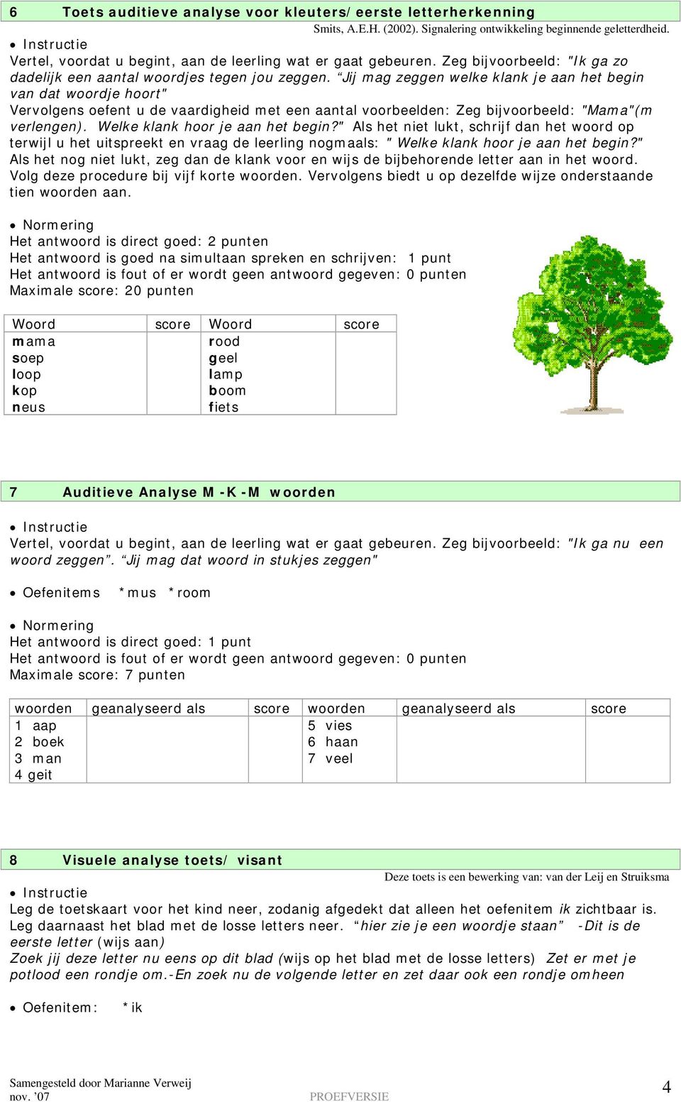 Jij mag zeggen welke klank je aan het begin van dat woordje hoort" Vervolgens oefent u de vaardigheid met een aantal voorbeelden: Zeg bijvoorbeeld: "Mama"(m verlengen).