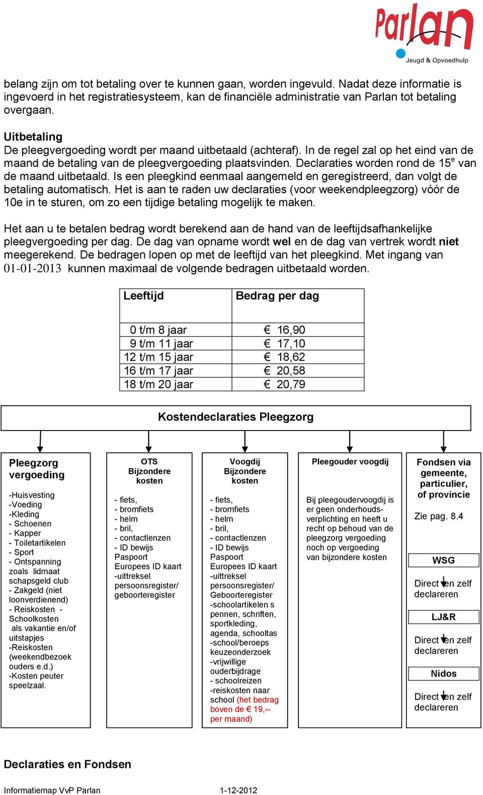 Declaraties worden rond de 15 e van de maand uitbetaald. Is een pleegkind eenmaal aangemeld en geregistreerd, dan volgt de betaling automatisch.