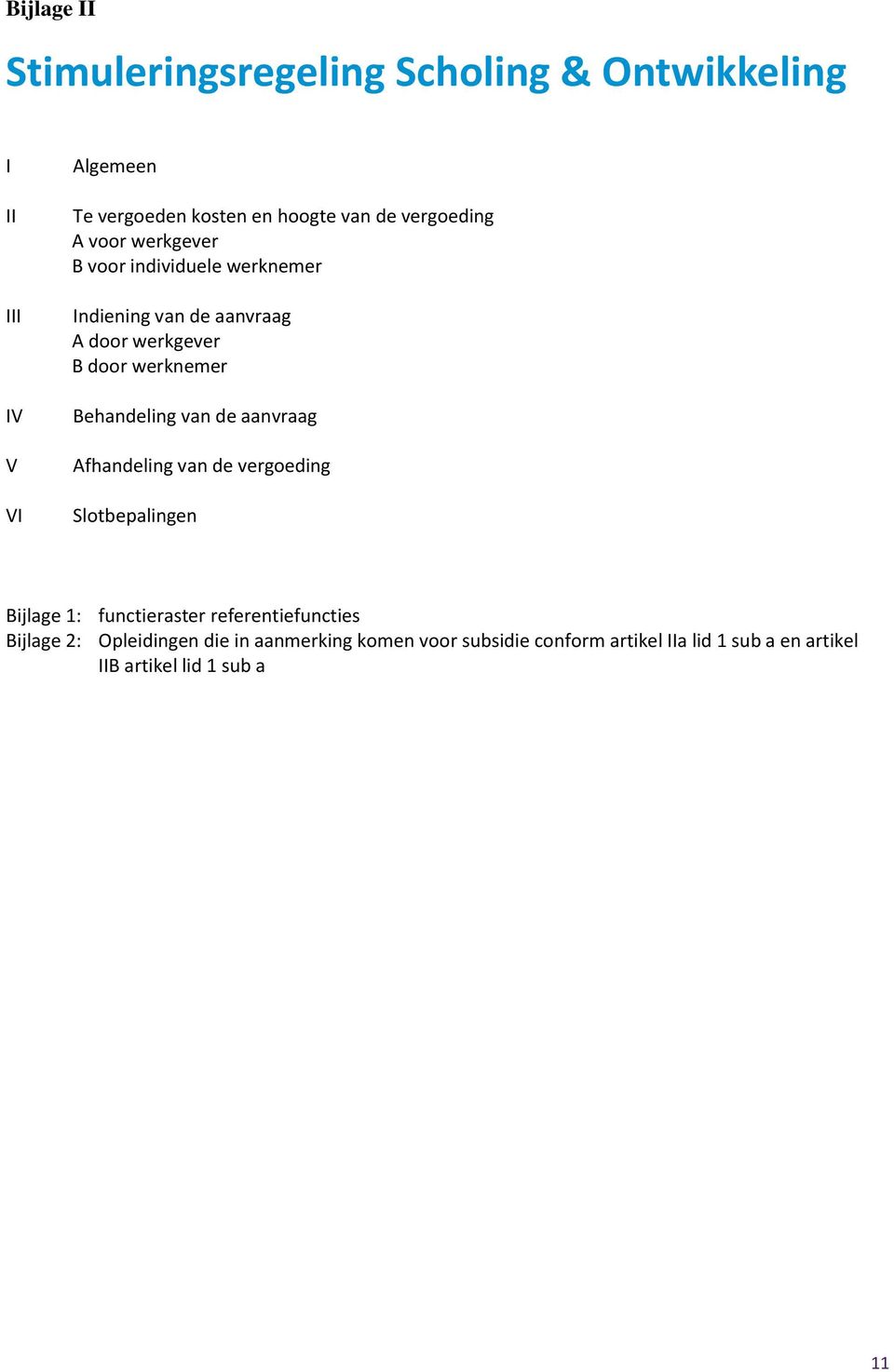 Behandeling van de aanvraag Afhandeling van de vergoeding Slotbepalingen Bijlage 1: functieraster referentiefuncties