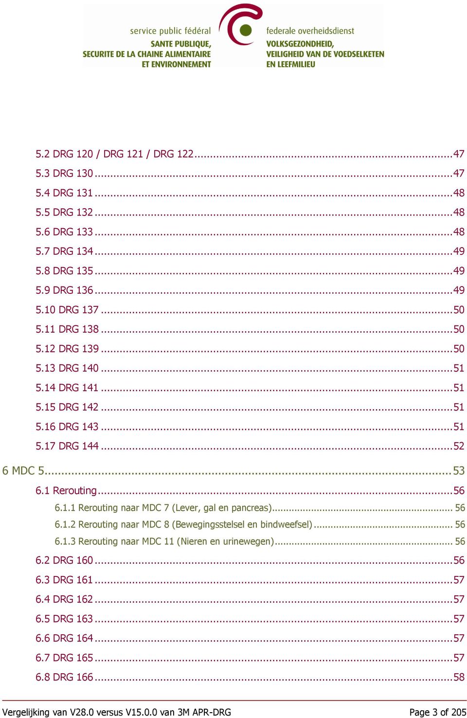 .. 56 6.1.2 Rerouting naar MDC 8 (Bewegingsstelsel en bindweefsel)... 56 6.1.3 Rerouting naar MDC 11 (Nieren en urinewegen)... 56 6.2 DRG 160... 56 6.3 DRG 161... 57 6.4 DRG 162.