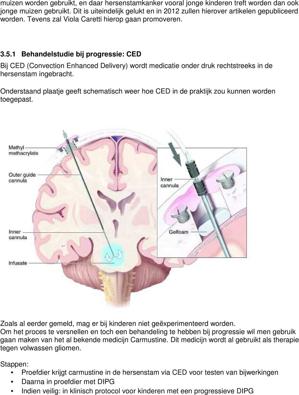 Onderstaand plaatje geeft schematisch weer hoe CED in de praktijk zou kunnen worden toegepast. Zoals al eerder gemeld, mag er bij kinderen niet geëxperimenteerd worden.