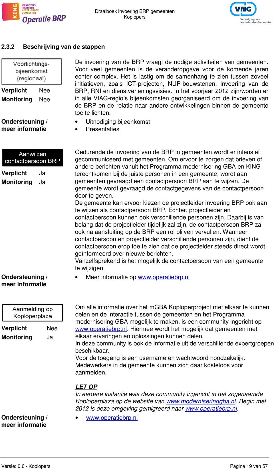 In het voorjaar 2012 zijn/worden er in alle VIAG-regio s bijeenkomsten georganiseerd om de invoering van de BRP en de relatie naar andere ontwikkelingen binnen de gemeente toe te lichten.