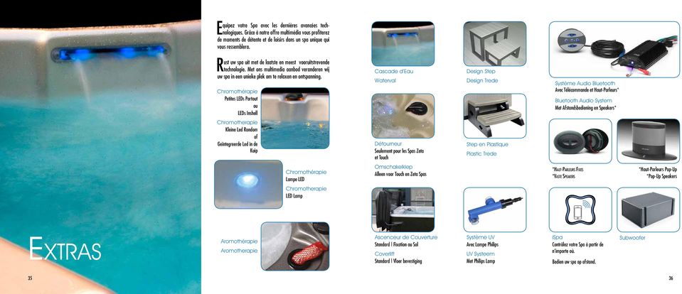 Chromothérapie Petites LEDs Partout ou LEDs Inshell Cascade d Eau Waterval Design Step Design Trede Système Audio Bluetooth Avec Télécommande et Haut-Parleurs* Bluetooth Audio System Met