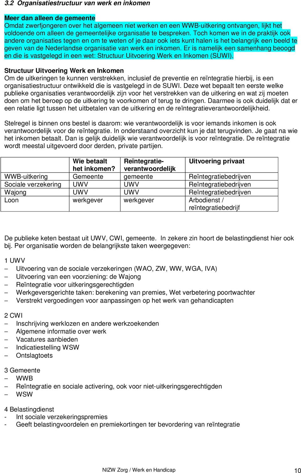 Toch komen we in de praktijk ook andere organisaties tegen en om te weten of je daar ook iets kunt halen is het belangrijk een beeld te geven van de Nederlandse organisatie van werk en inkomen.