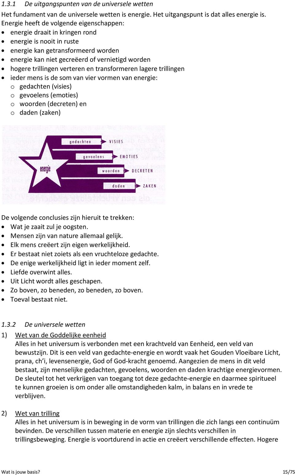 verteren en transformeren lagere trillingen ieder mens is de som van vier vormen van energie: o gedachten (visies) o gevoelens (emoties) o woorden (decreten) en o daden (zaken) De volgende conclusies