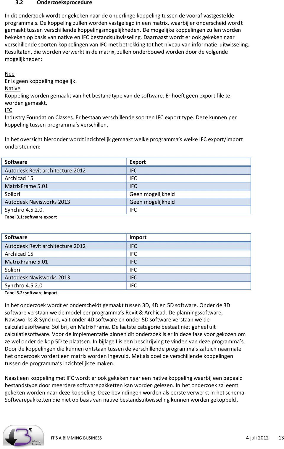 De mogelijke koppelingen zullen worden bekeken op basis van native en IFC bestandsuitwisseling.