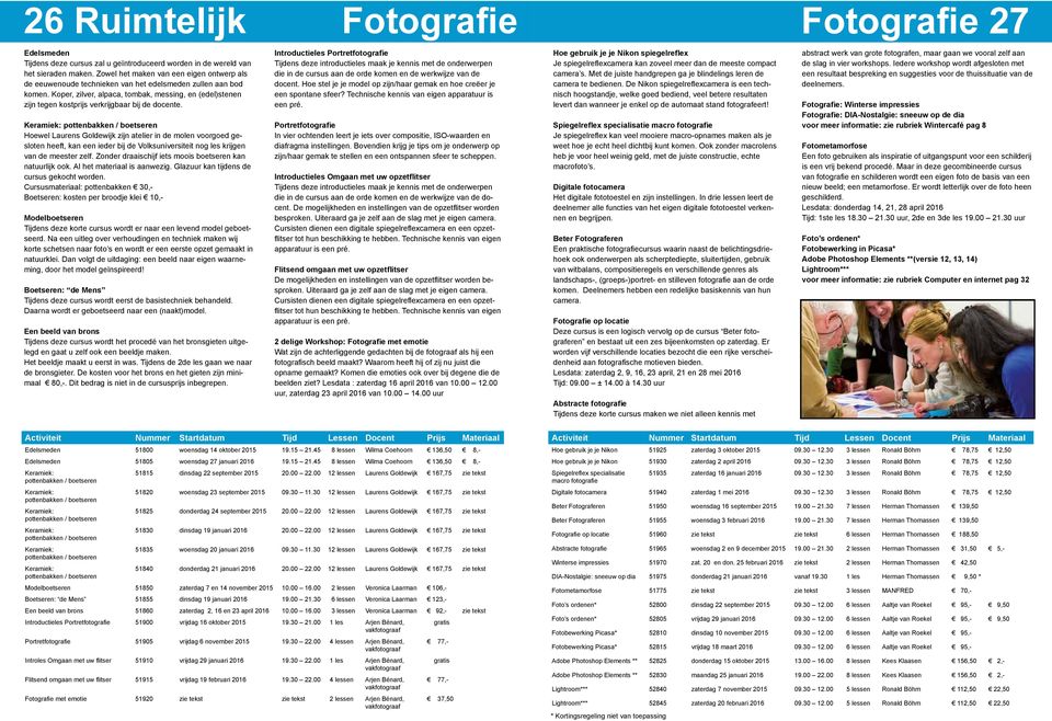 Koper, zilver, alpaca, tombak, messing, en (edel)stenen zijn tegen kostprijs verkrijgbaar bij de docente.