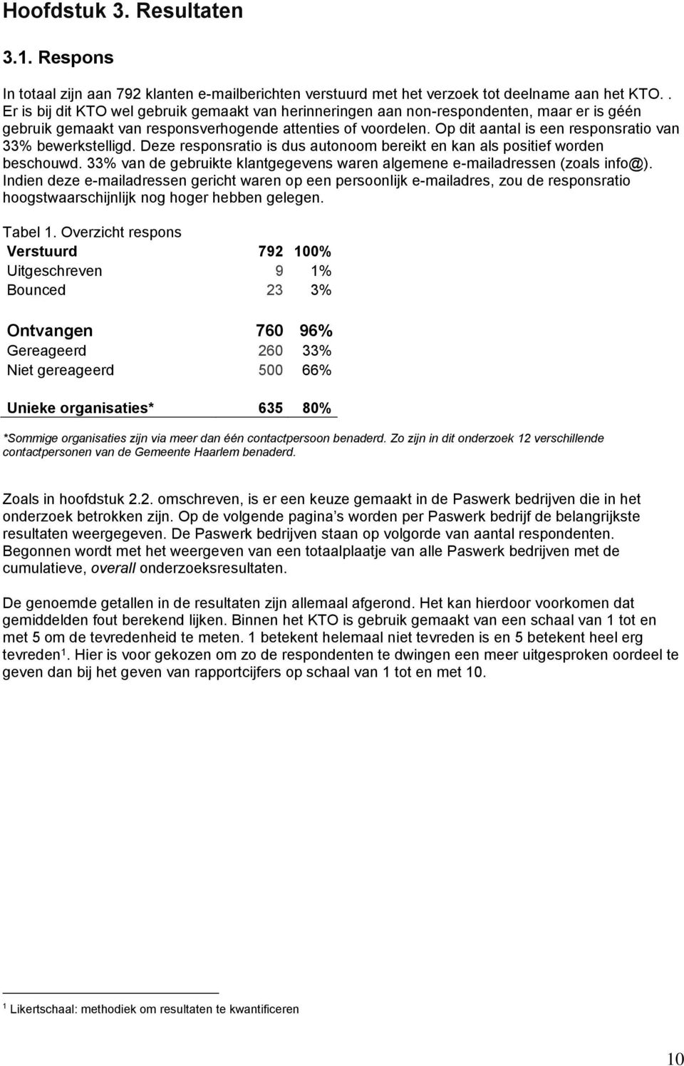 Op dit aantal is een responsratio van 33% bewerkstelligd. Deze responsratio is dus autonoom bereikt en kan als positief worden beschouwd.