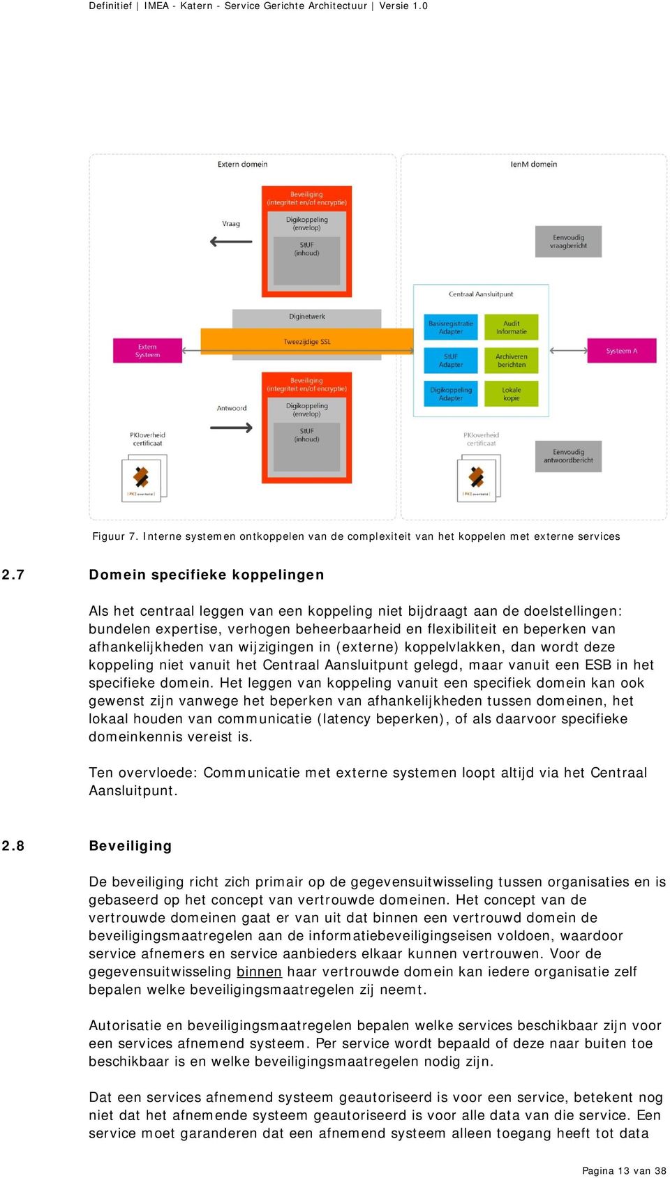 afhankelijkheden van wijzigingen in (externe) koppelvlakken, dan wordt deze koppeling niet vanuit het Centraal Aansluitpunt gelegd, maar vanuit een ESB in het specifieke domein.