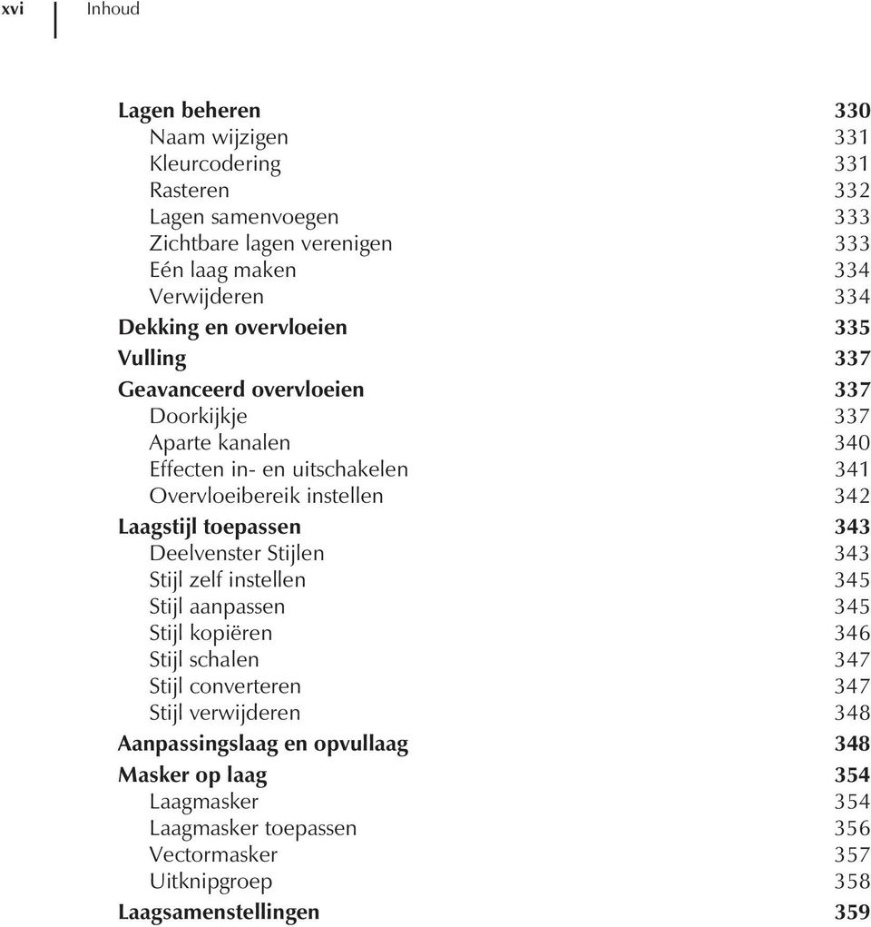 instellen 342 Laagstijl toepassen 343 Deelvenster Stijlen 343 Stijl zelf instellen 345 Stijl aanpassen 345 Stijl kopiëren 346 Stijl schalen 347 Stijl converteren