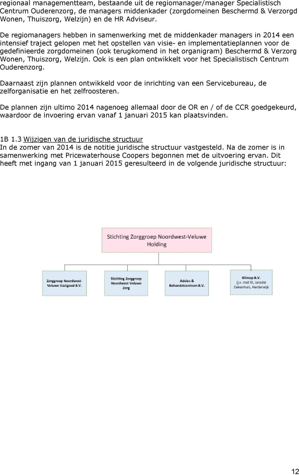 De regiomanagers hebben in samenwerking met de middenkader managers in 2014 een intensief traject gelopen met het opstellen van visie- en implementatieplannen voor de gedefinieerde zorgdomeinen (ook