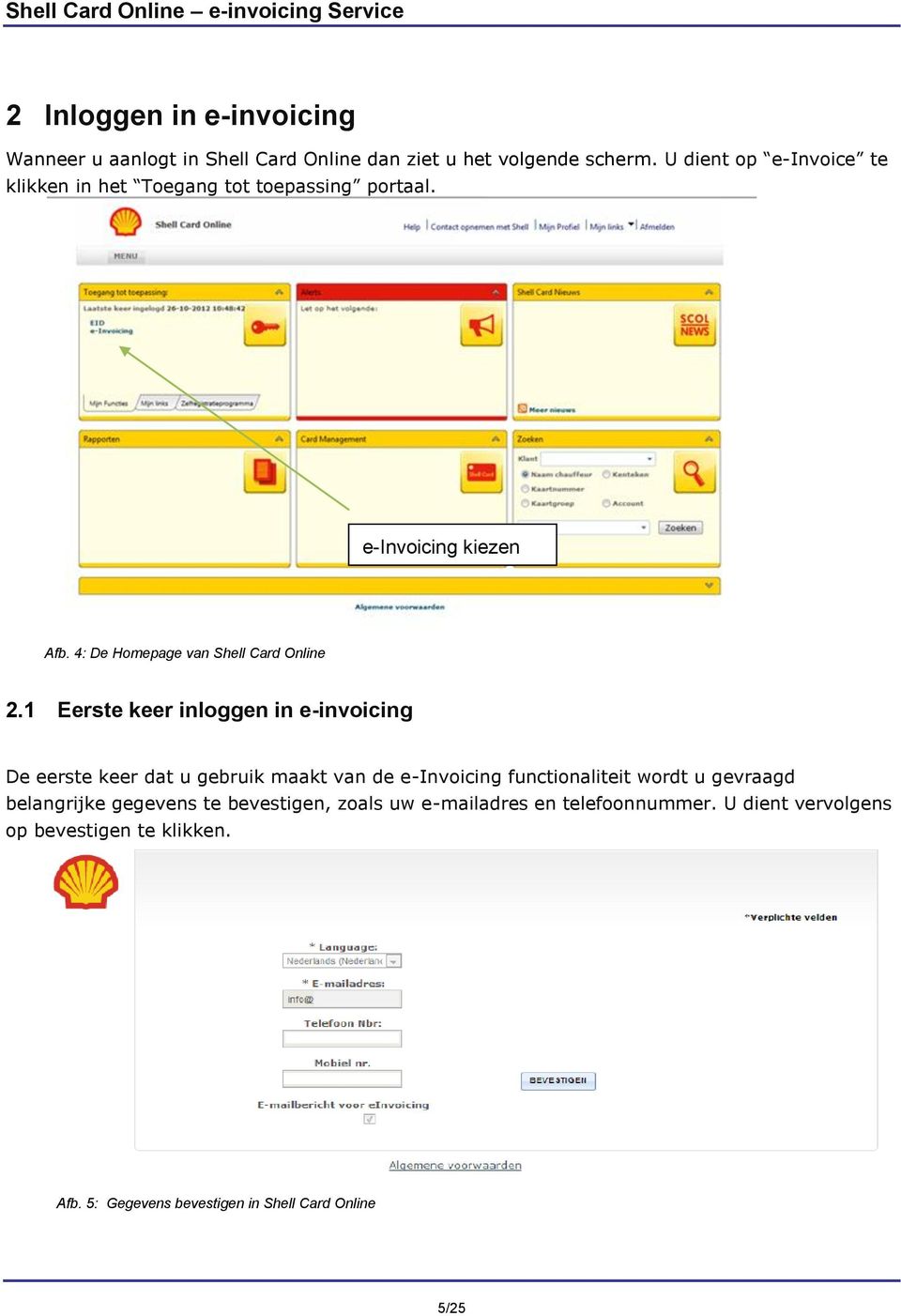 4: De Homepage van Shell Card Online 2.