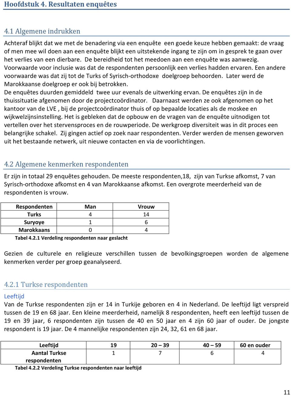 gesprek te gaan over het verlies van een dierbare. De bereidheid tot het meedoen aan een enquête was aanwezig. Voorwaarde voor inclusie was dat de respondenten persoonlijk een verlies hadden ervaren.