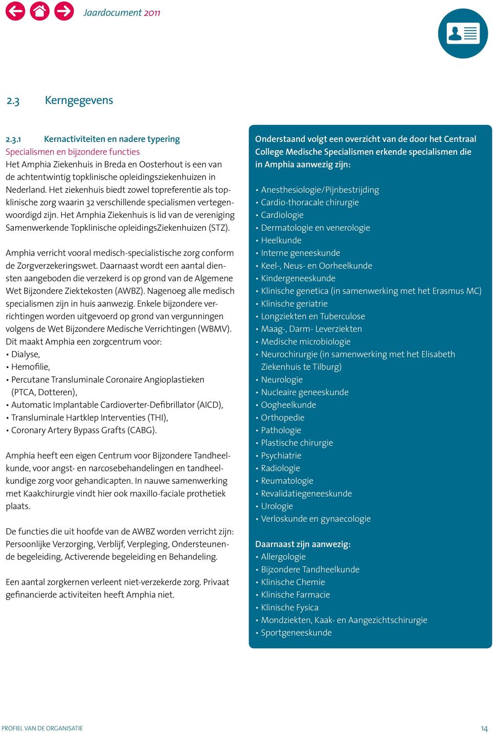 Het Amphia Ziekenhuis is lid van de vereniging Samenwerkende Topklinische opleidingsziekenhuizen (STZ). Amphia verricht vooral medisch-specialistische zorg conform de Zorgverzekeringswet.