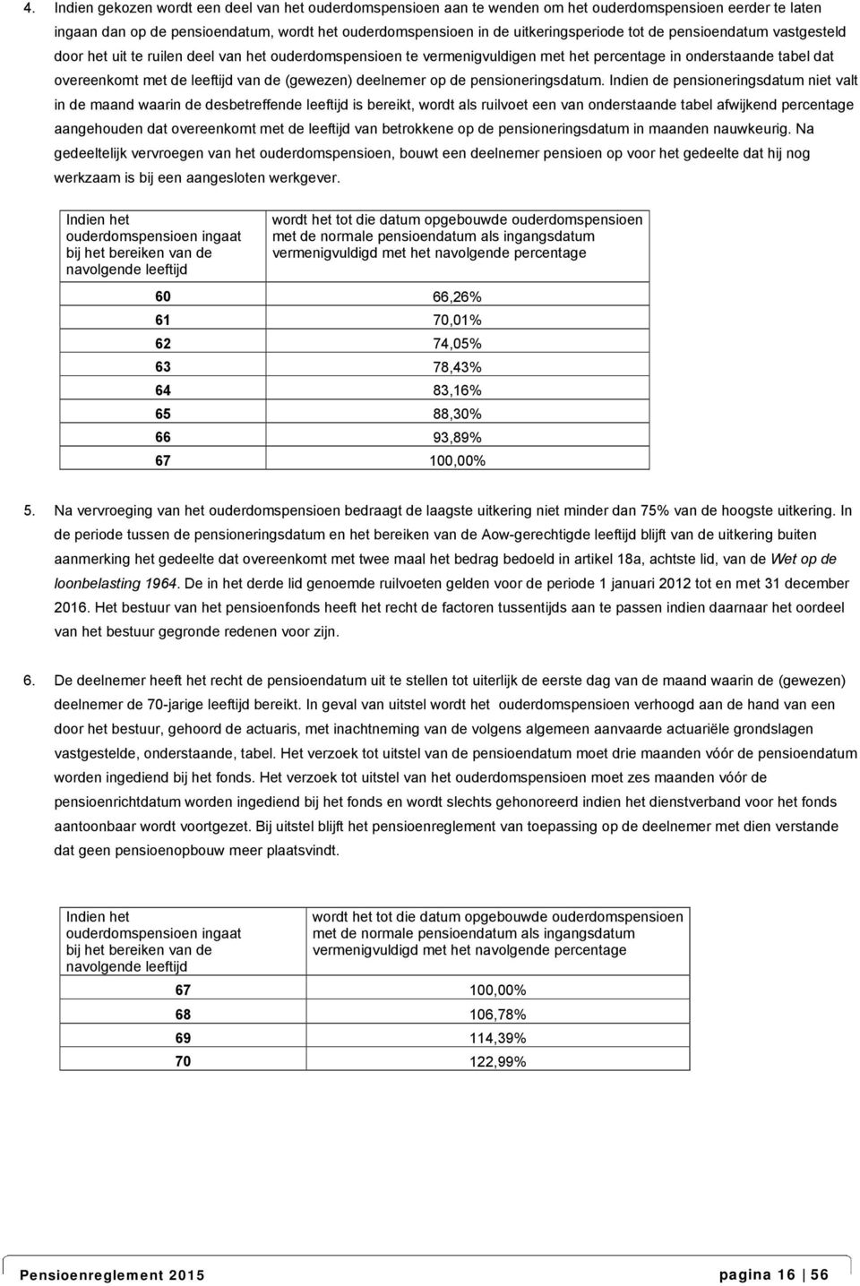 deelnemer op de pensioneringsdatum.