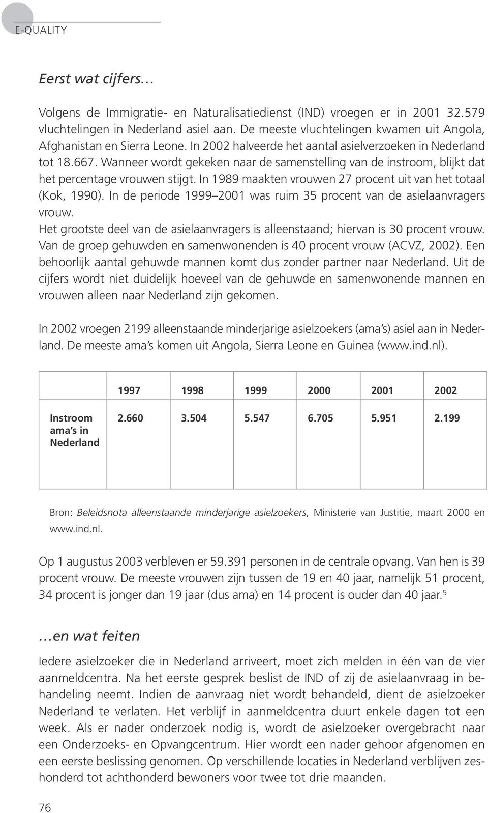 Wanneer wordt gekeken naar de samenstelling van de instroom, blijkt dat het percentage vrouwen stijgt. In 1989 maakten vrouwen 27 procent uit van het totaal (Kok, 1990).