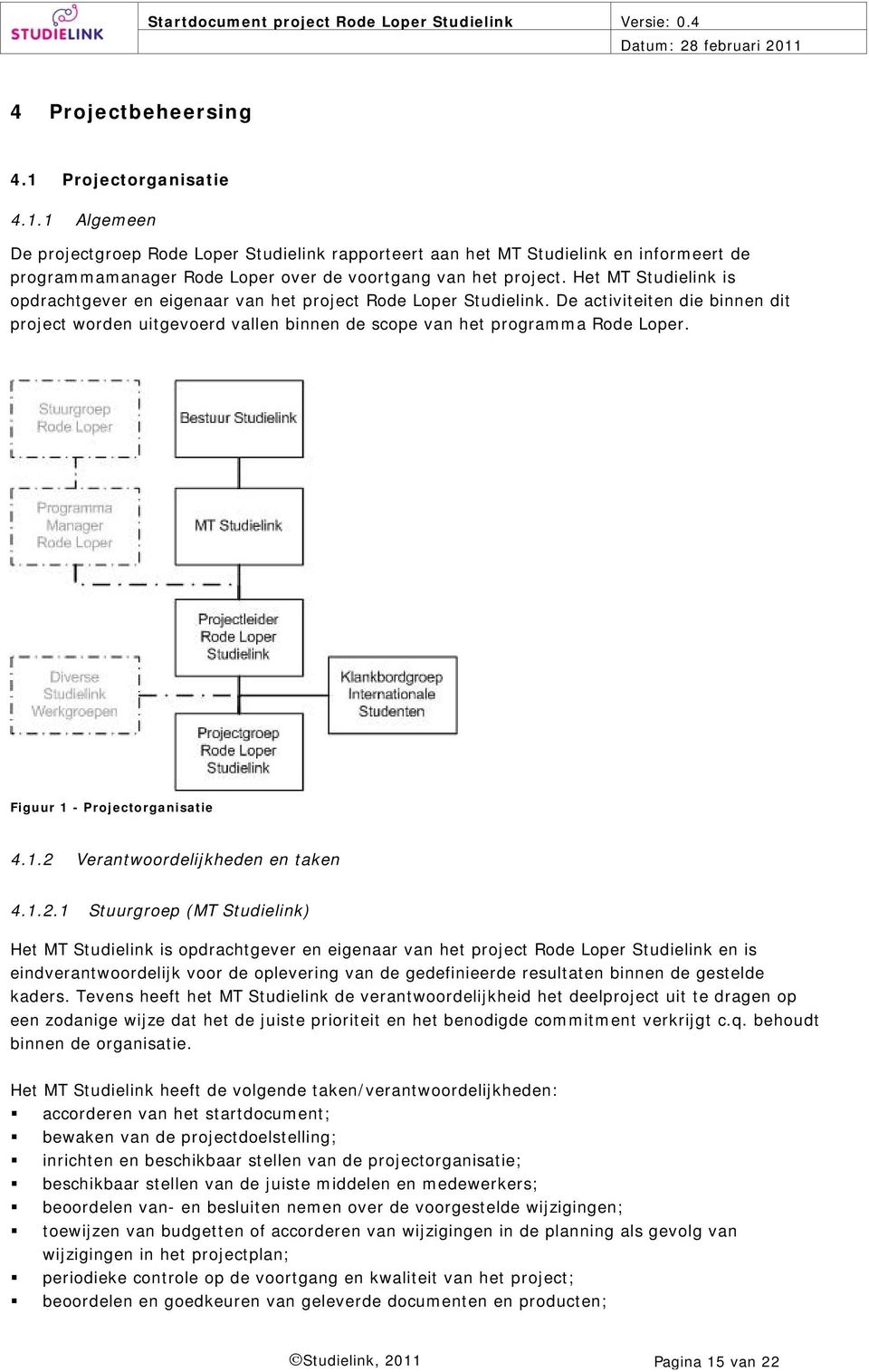 Figuur 1 - Projectorganisatie 4.1.2 