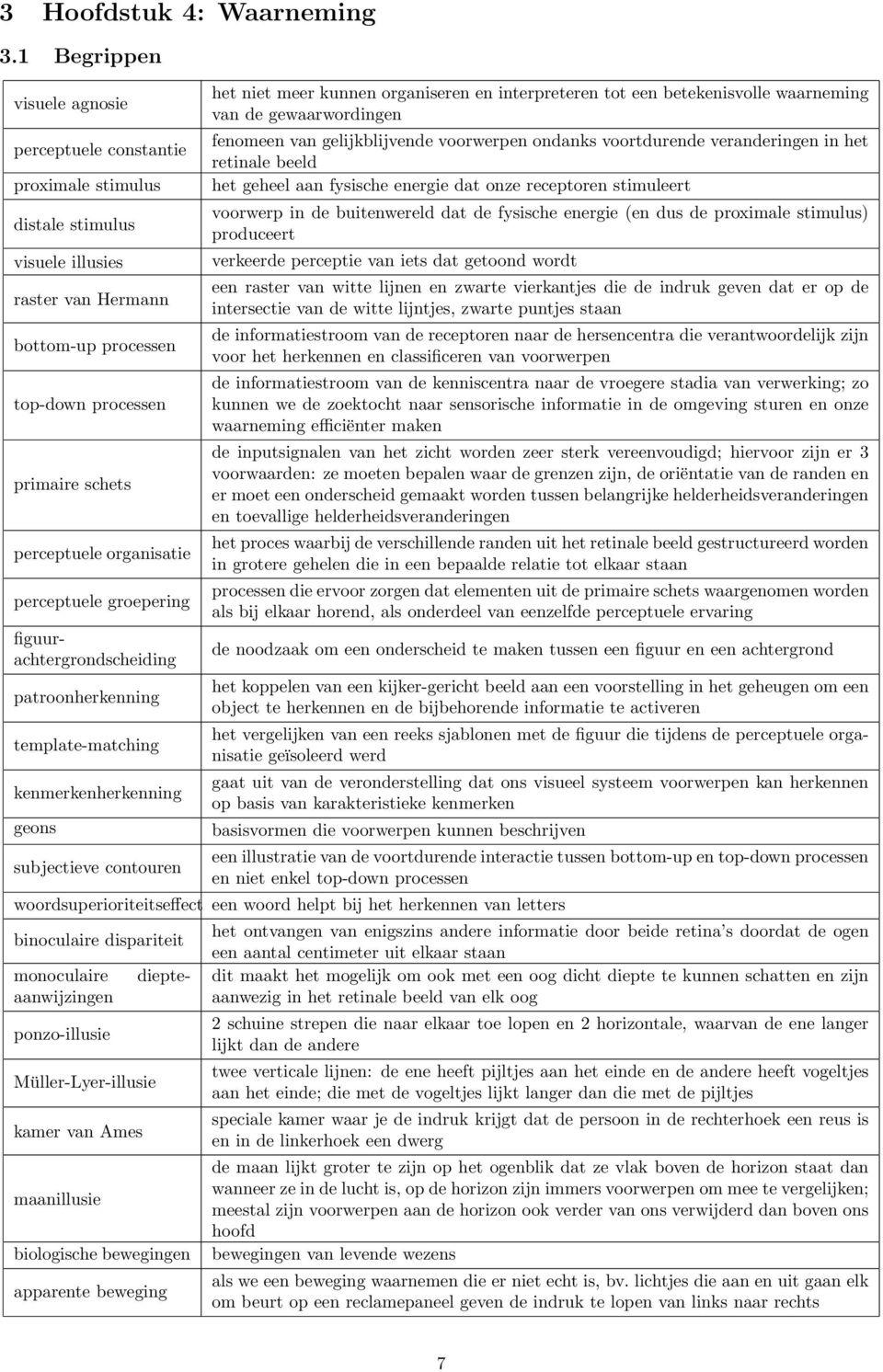 organisatie perceptuele groepering figuurachtergrondscheiding patroonherkenning template-matching kenmerkenherkenning geons subjectieve contouren het niet meer kunnen organiseren en interpreteren tot