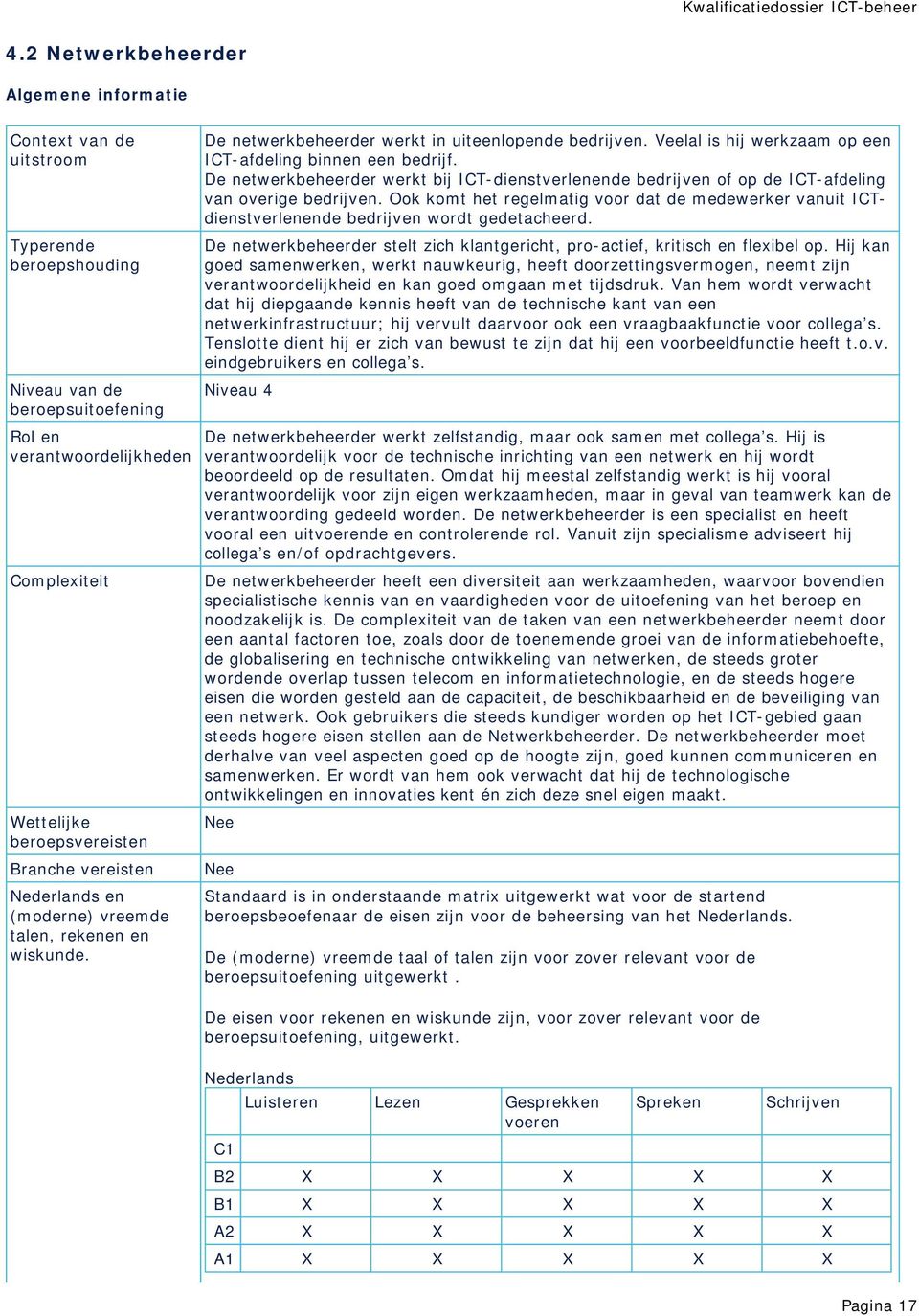 De netwerkbeheerder werkt bij ICT-dienstverlenende bedrijven of op de ICT-afdeling van overige bedrijven.