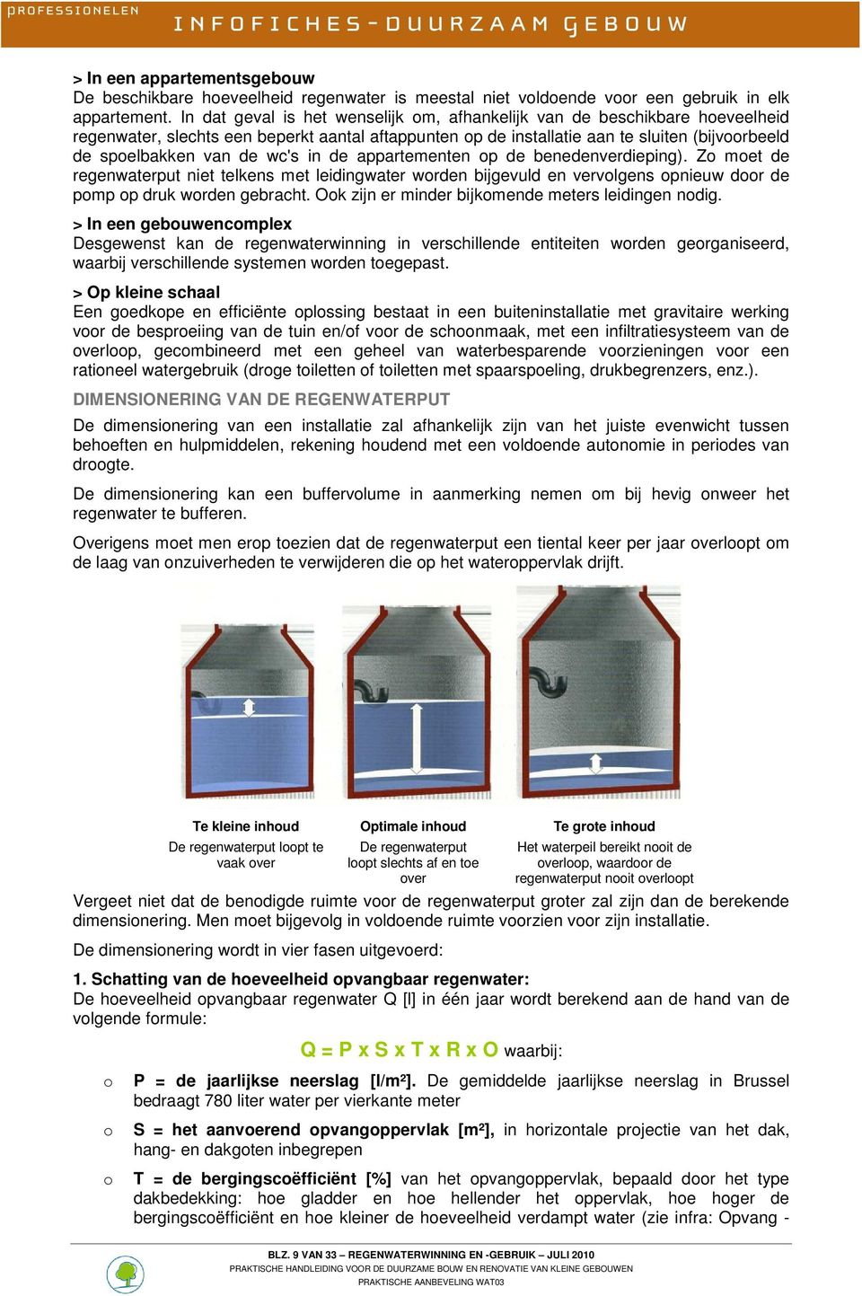 de appartementen p de benedenverdieping). Z met de regenwaterput niet telkens met leidingwater wrden bijgevuld en vervlgens pnieuw dr de pmp p druk wrden gebracht.