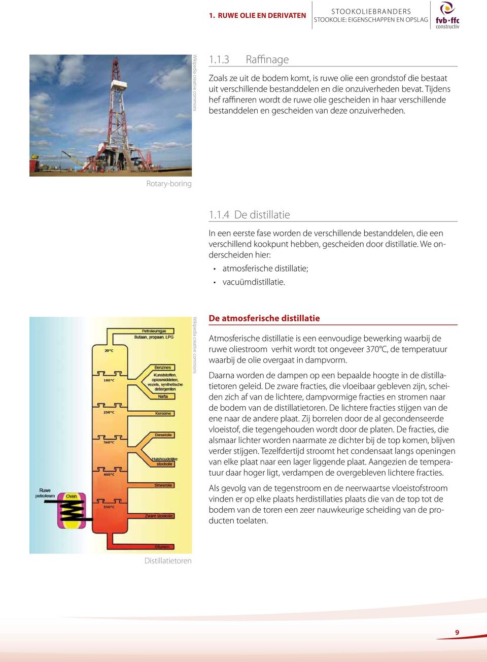 1.4 De distillatie In een eerste fase worden de verschillende bestanddelen, die een verschillend kookpunt hebben, gescheiden door distillatie.