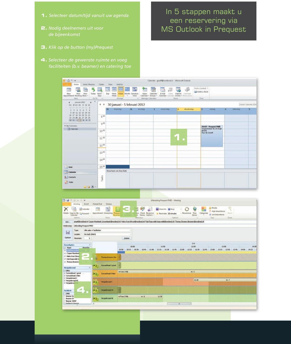 reservering via MS Outlook in Prequest 3.