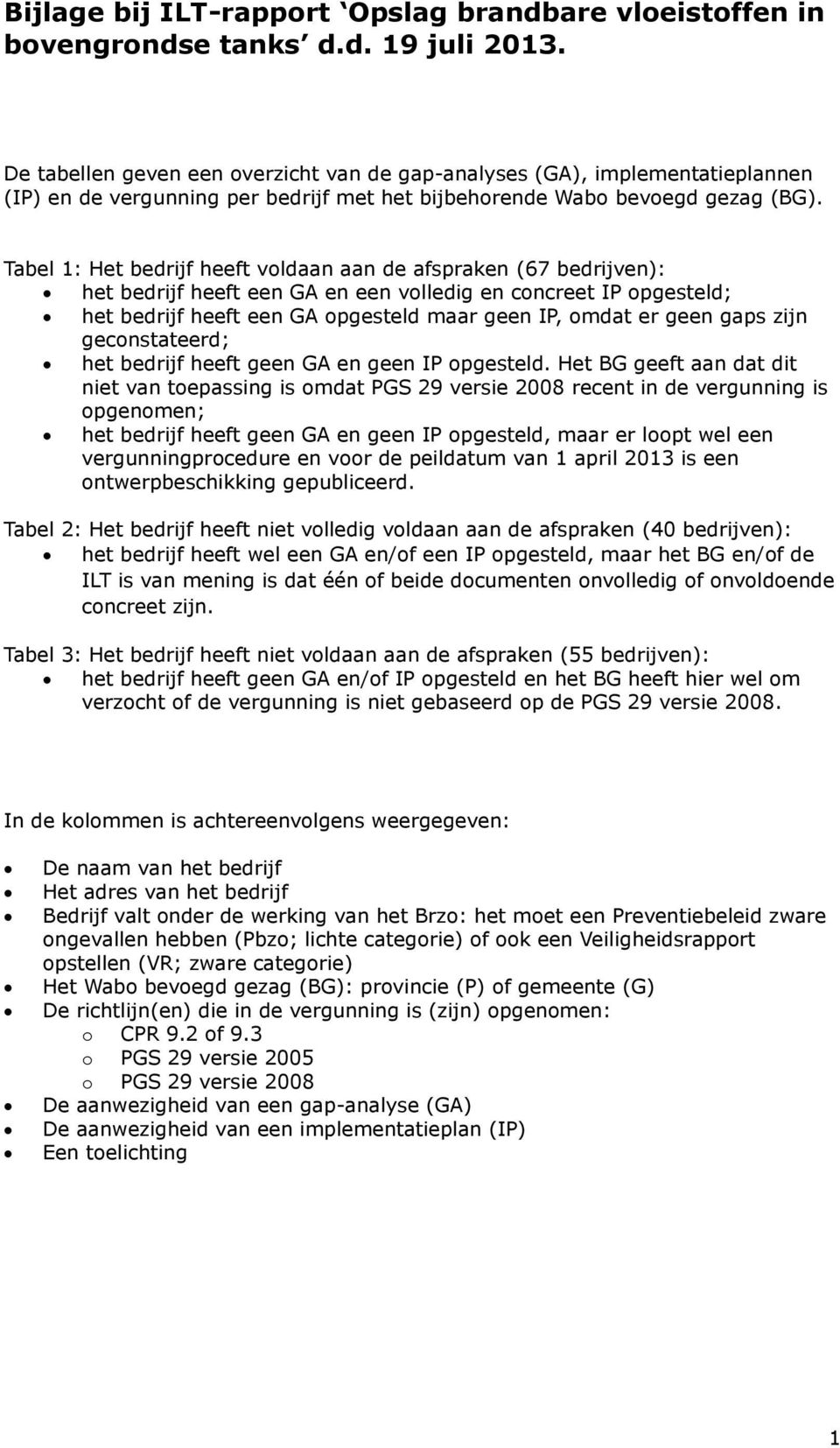 Tabel 1: Het bedrijf heeft voldaan aan de afspraken (67 bedrijven): het bedrijf heeft een GA en een volledig en concreet IP opgesteld; het bedrijf heeft een GA opgesteld maar geen IP, omdat er geen