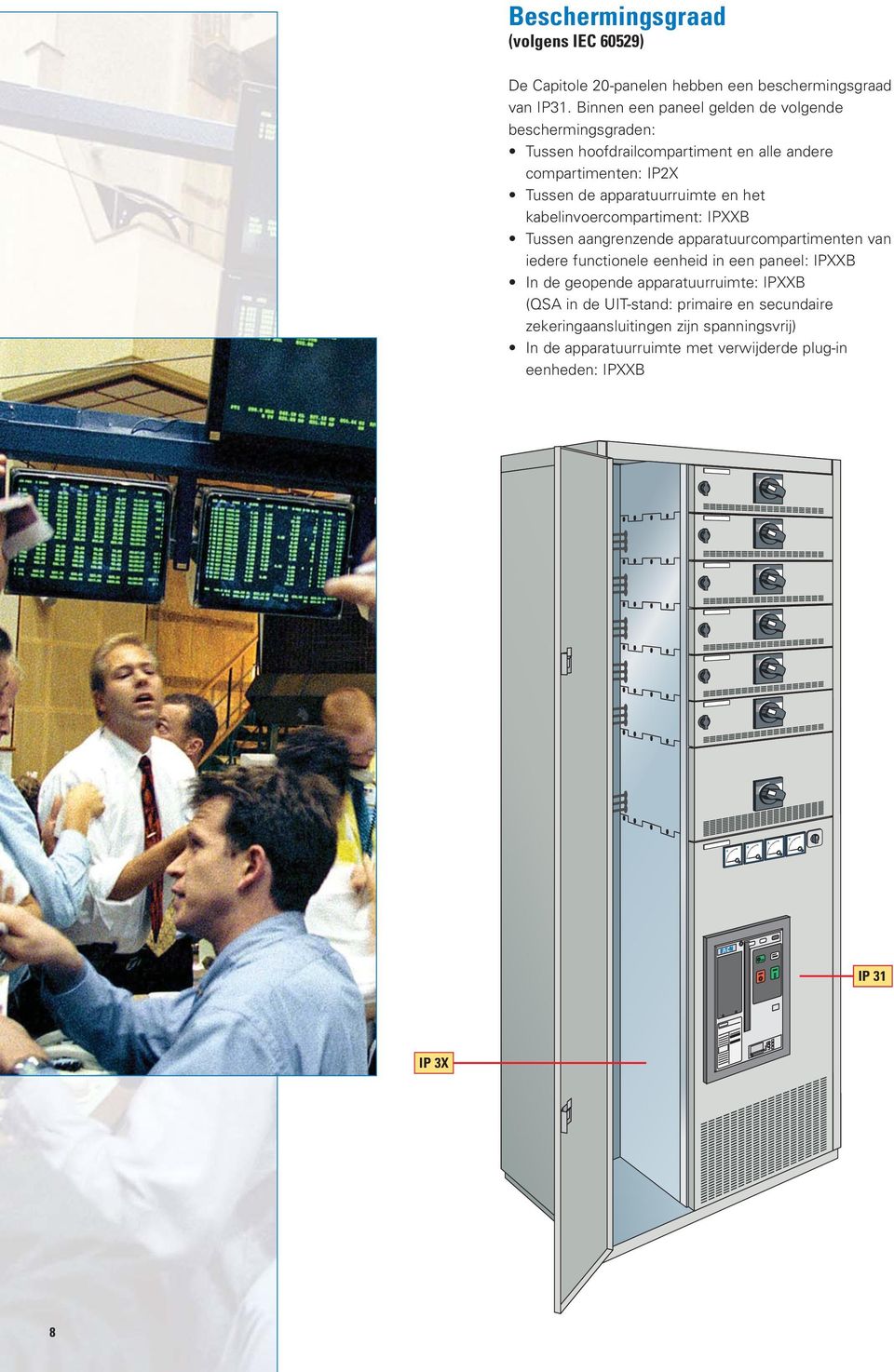 apparatuurruimte en het kabelinvoercompartiment: IPXXB Tussen aangrenzende apparatuurcompartimenten van iedere functionele eenheid in een paneel: