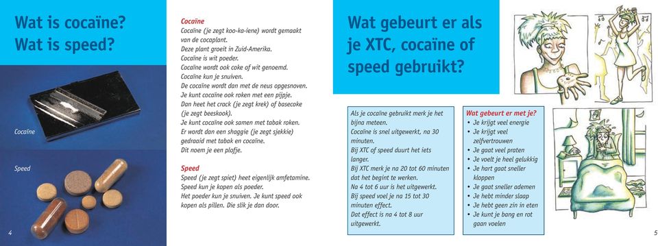 Er wordt dan een shaggie (je zegt sjekkie) gedraaid met tabak en cocaïne. Dit noem je een plofje. (je zegt spiet) heet eigenlijk amfetamine. kun je kopen als poeder. Het poeder kun je snuiven.