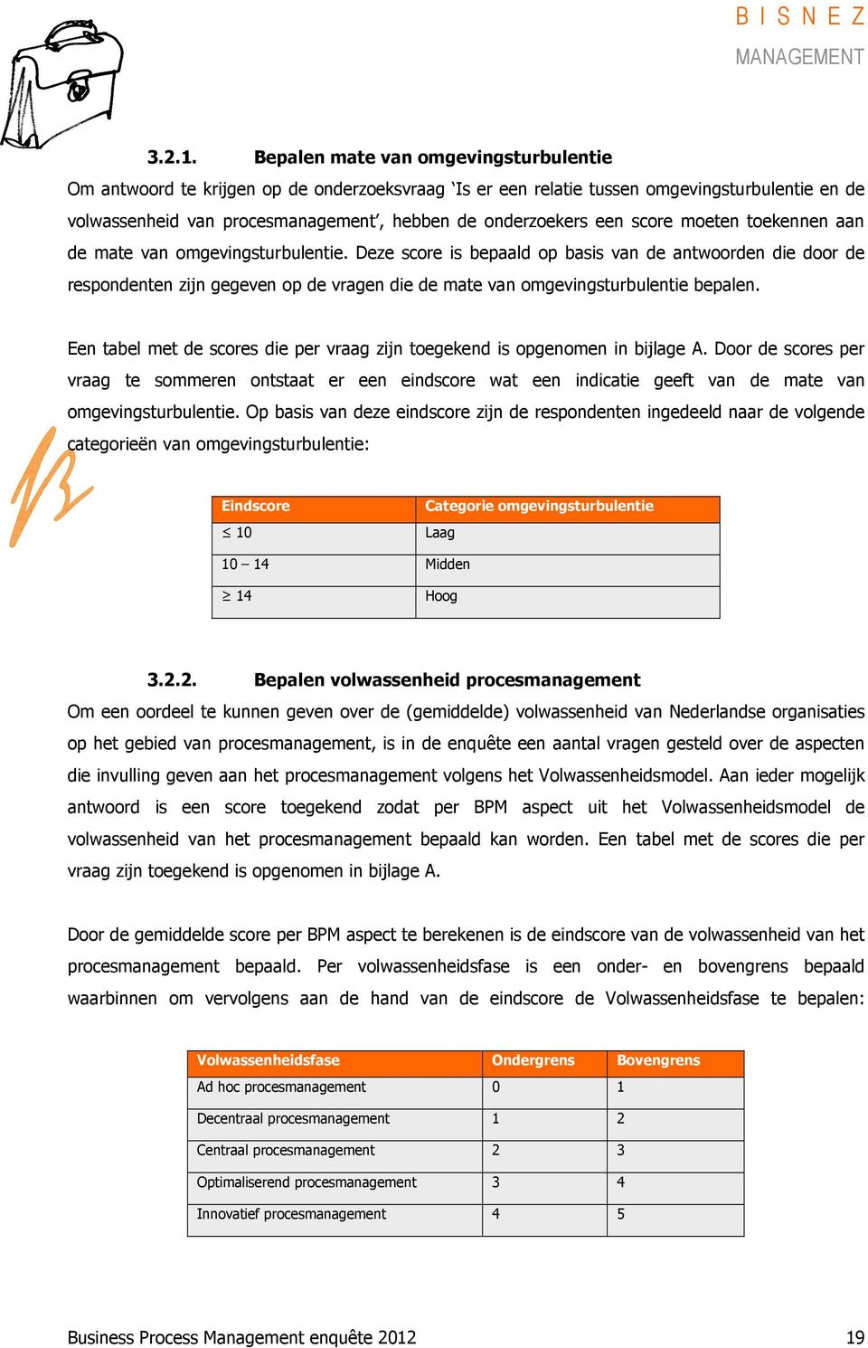 score moeten toekennen aan de mate van omgevingsturbulentie.