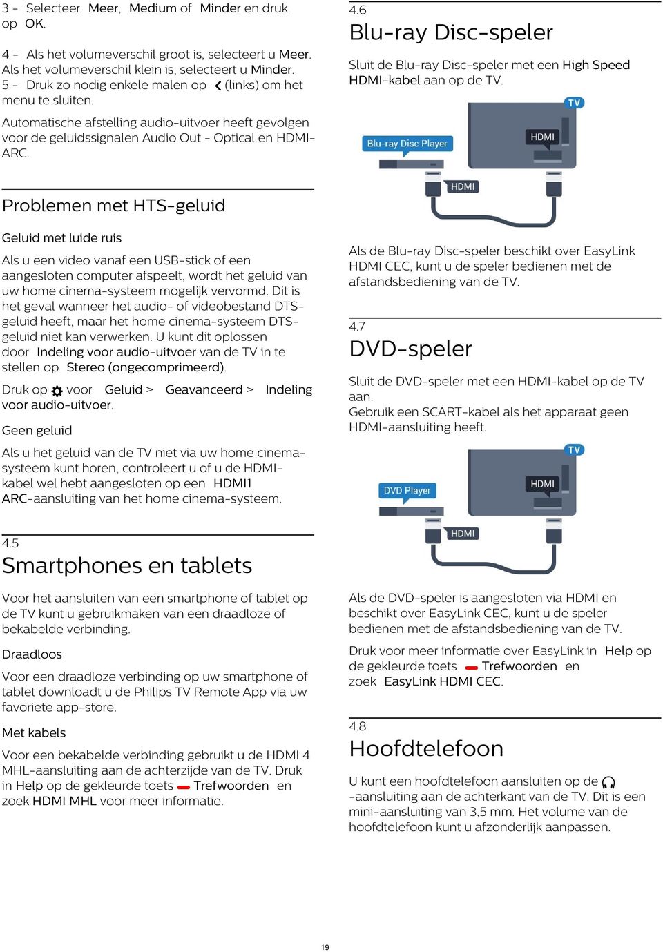 Blu-ray Disc-speler Automatische afstelling audio-uitvoer heeft gevolgen voor de geluidssignalen Audio Out - Optical en HDMIARC.