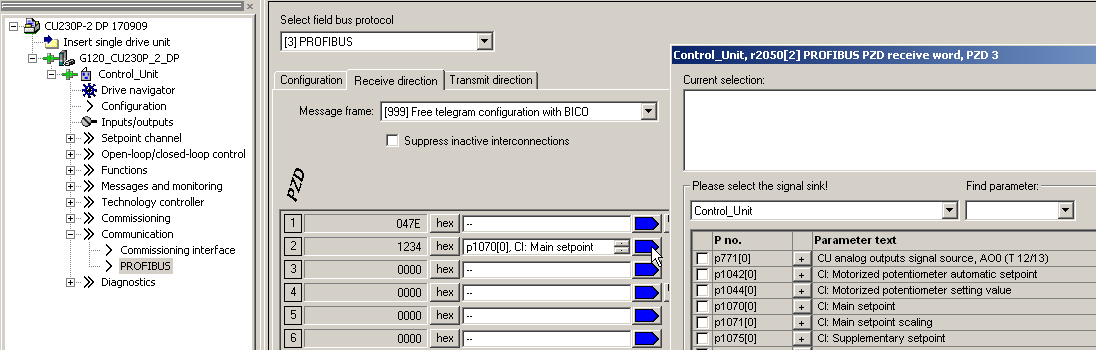 In Communication - Profibus - Transmit direction zie je de actuele stroom en vermogen ook in de PLC ter beschikking is in het 3 e en 4 e woord.