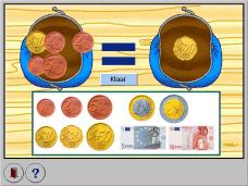 58 Hoofdwerk Nieuw Extra De leerling moet de munten en briefjes optellen en het juiste bedrag invullen. Ook hier aanvankelijk zonder euro-teken en briefjes.