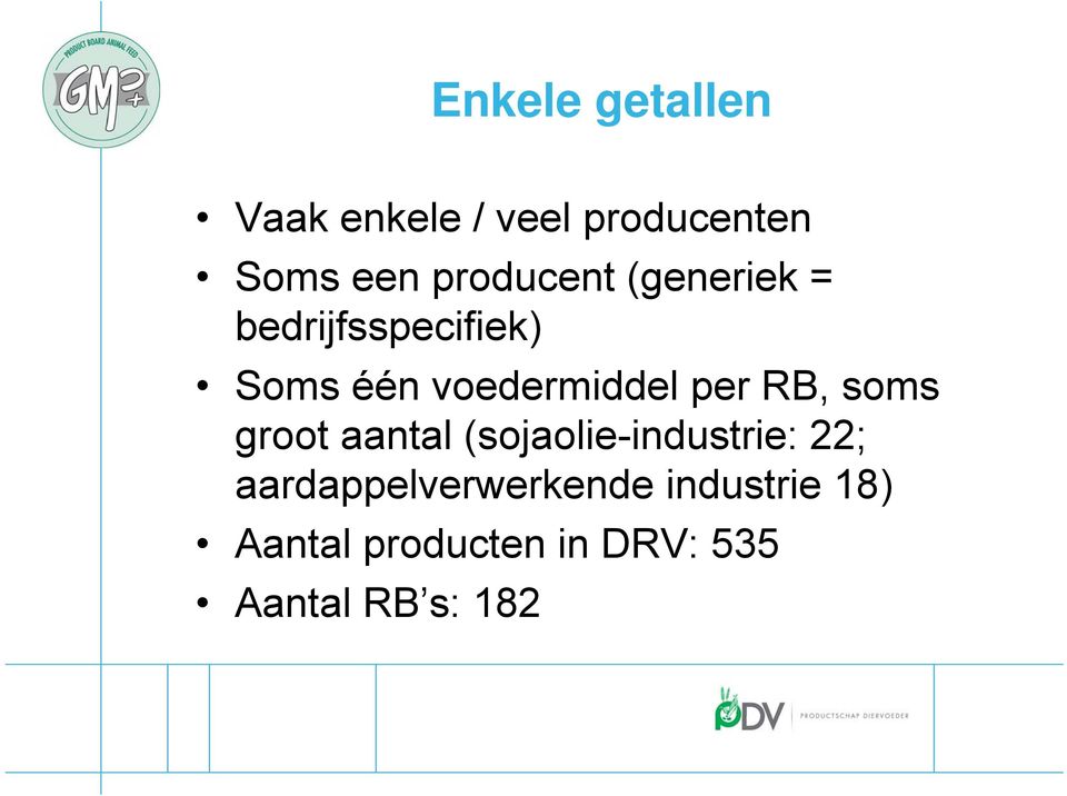 per RB, soms groot aantal (sojaolie-industrie: 22;