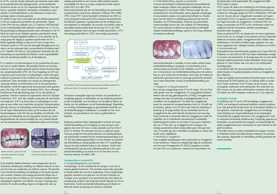 De laatste 30 jaar tonen veel studies aan dat diabetes geassocieerd is met een toegenomen prevalentie van parodontitis: volgens Grossi 1994 met een oddsratio van 2,3; Soskolne 1998 beschrijft in een