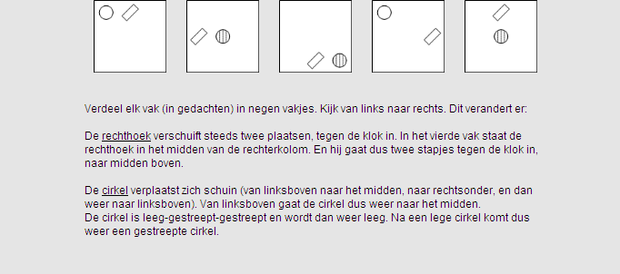 5.2.2 Matrixen U ziet een groot vierkant. Dit vierkant heeft negen vakken. In elk vak staat een figuur. Alleen het vak rechtsonder is nog leeg.