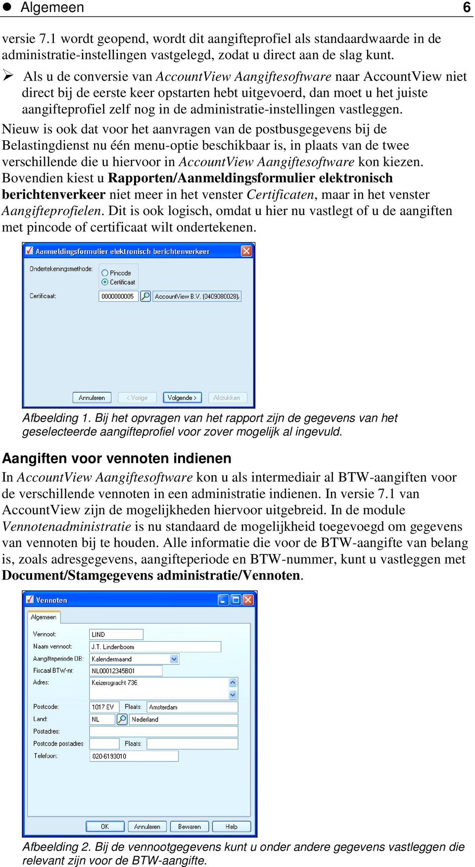 administratie-instellingen vastleggen.